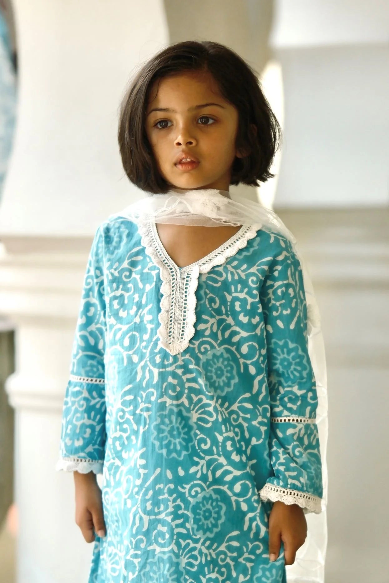 Meher Girls Blue Kurti Set