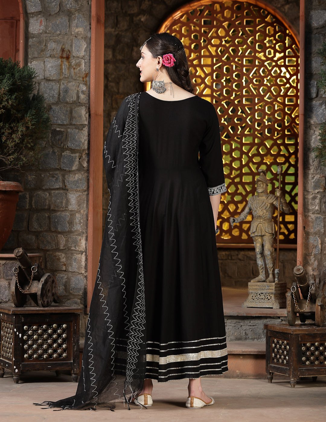 Black Anarkali with Dupatta