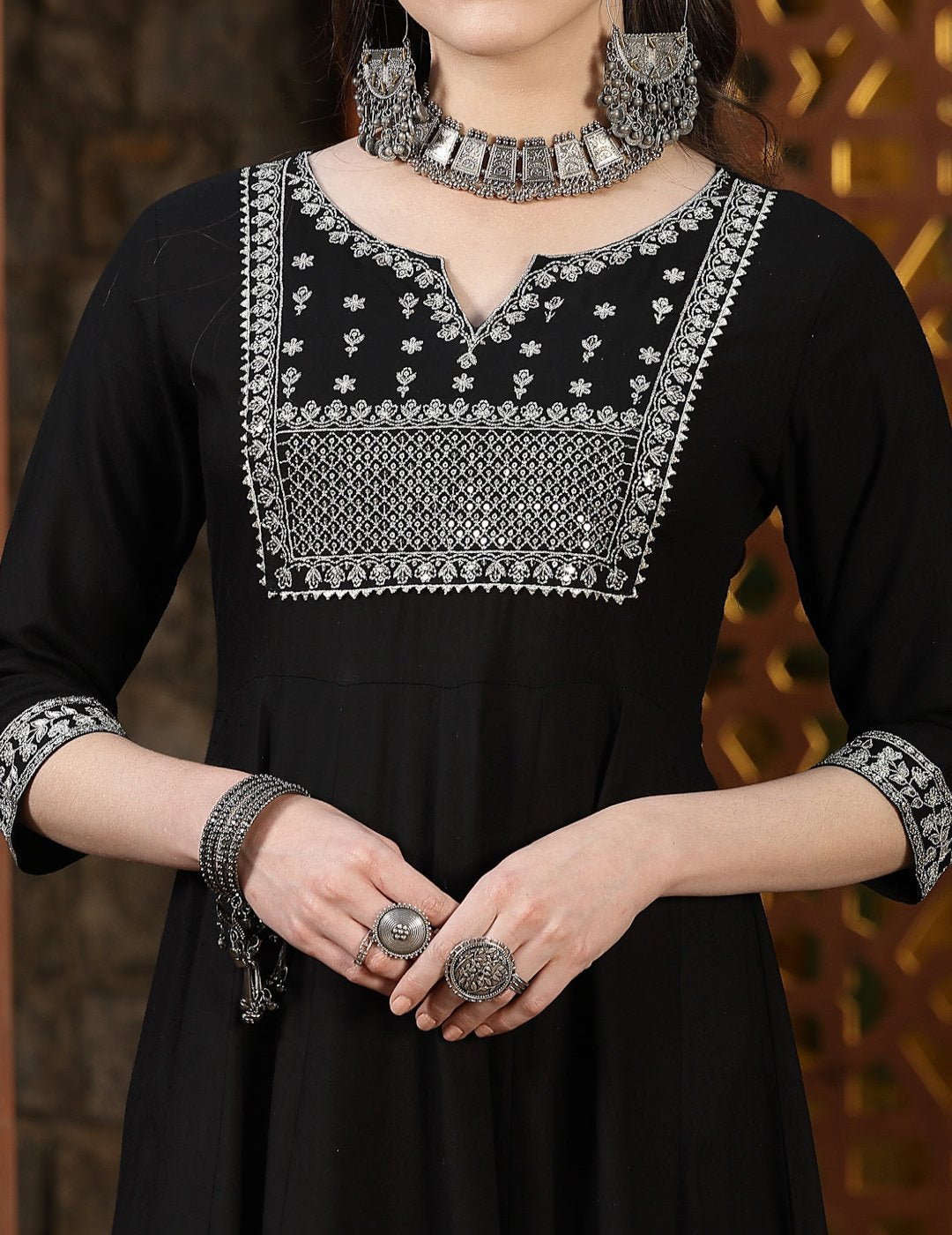 Black Anarkali with Dupatta