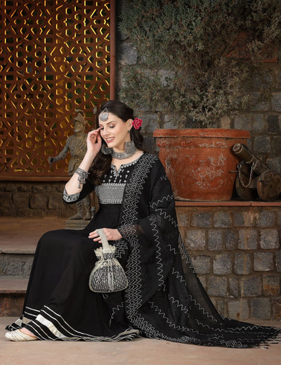 Black Anarkali with Dupatta