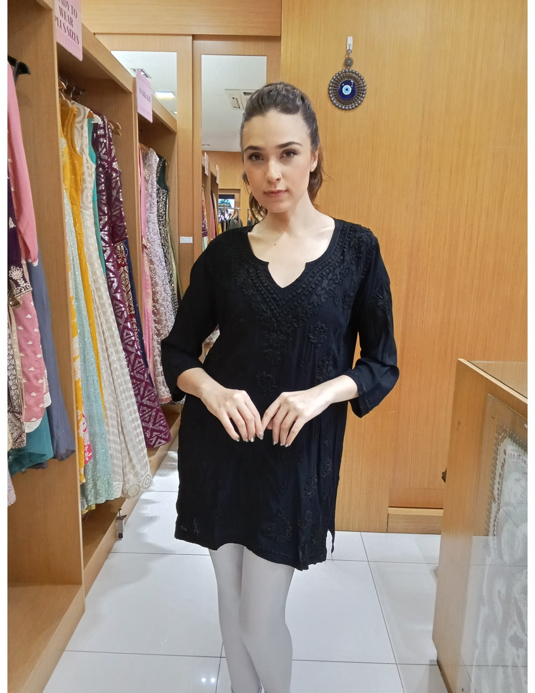 Black Chikankari Short Kurti