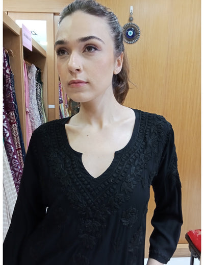 Black Chikankari Short Kurti