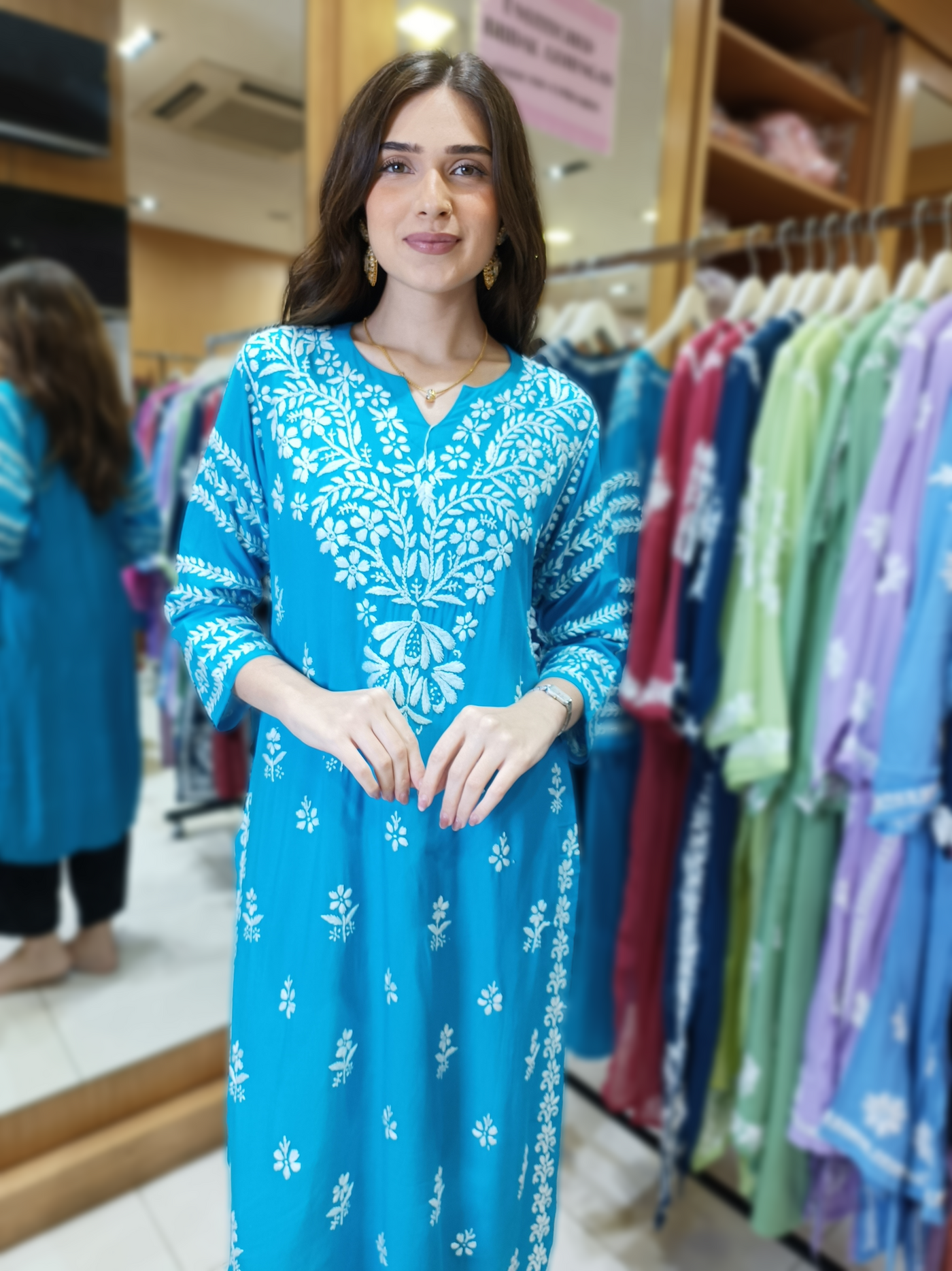 Blue Chikankari Straight Kurta