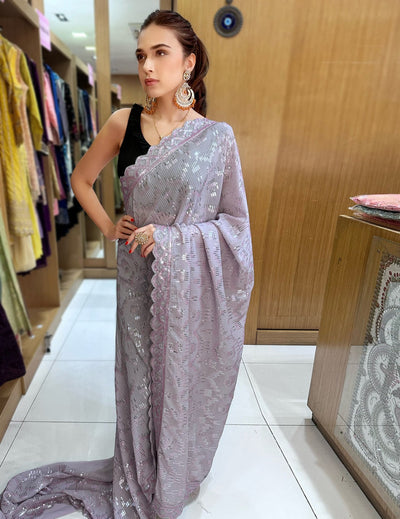 Mauve Sequins Sarees