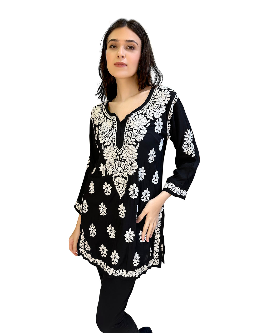 Black Chikankari Short Kurti