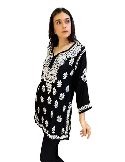 Black Chikankari Short Kurti