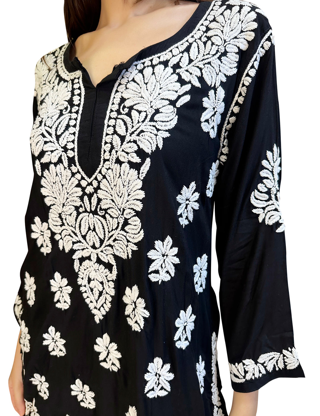 Black Chikankari Short Kurti