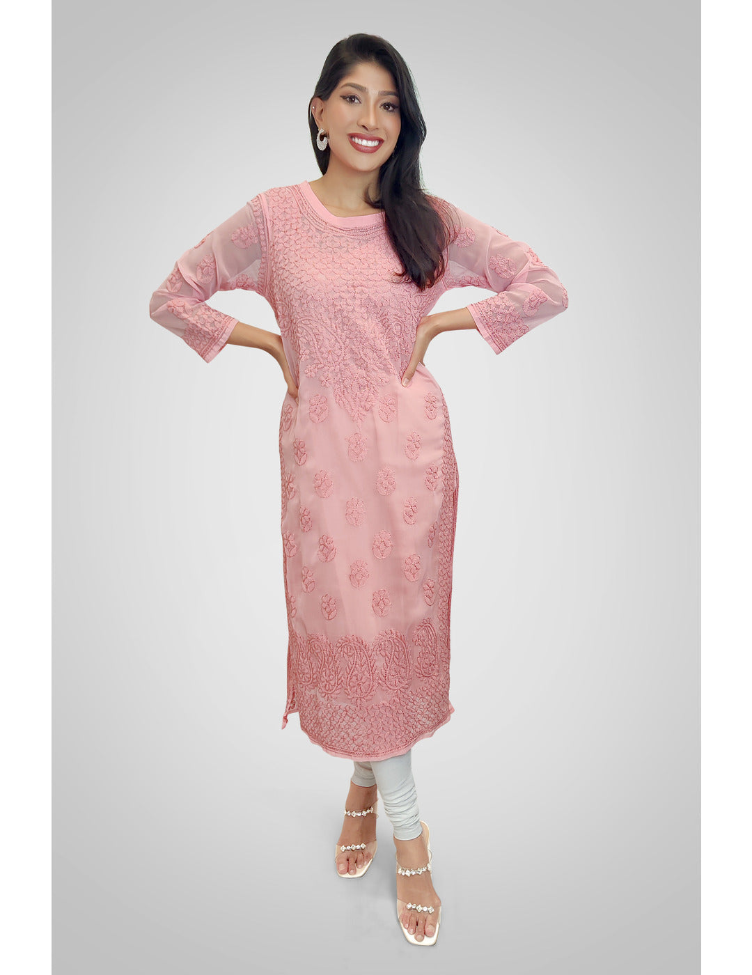 Peach Georgette Kurti