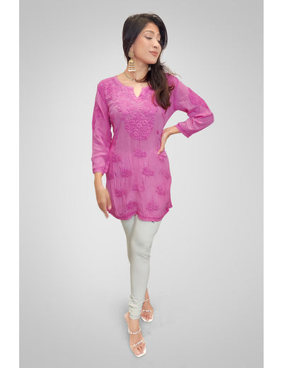 Pink Silk Short Kurti