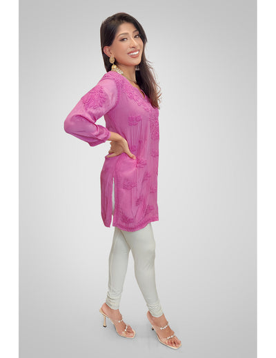 Pink Silk Short Kurti