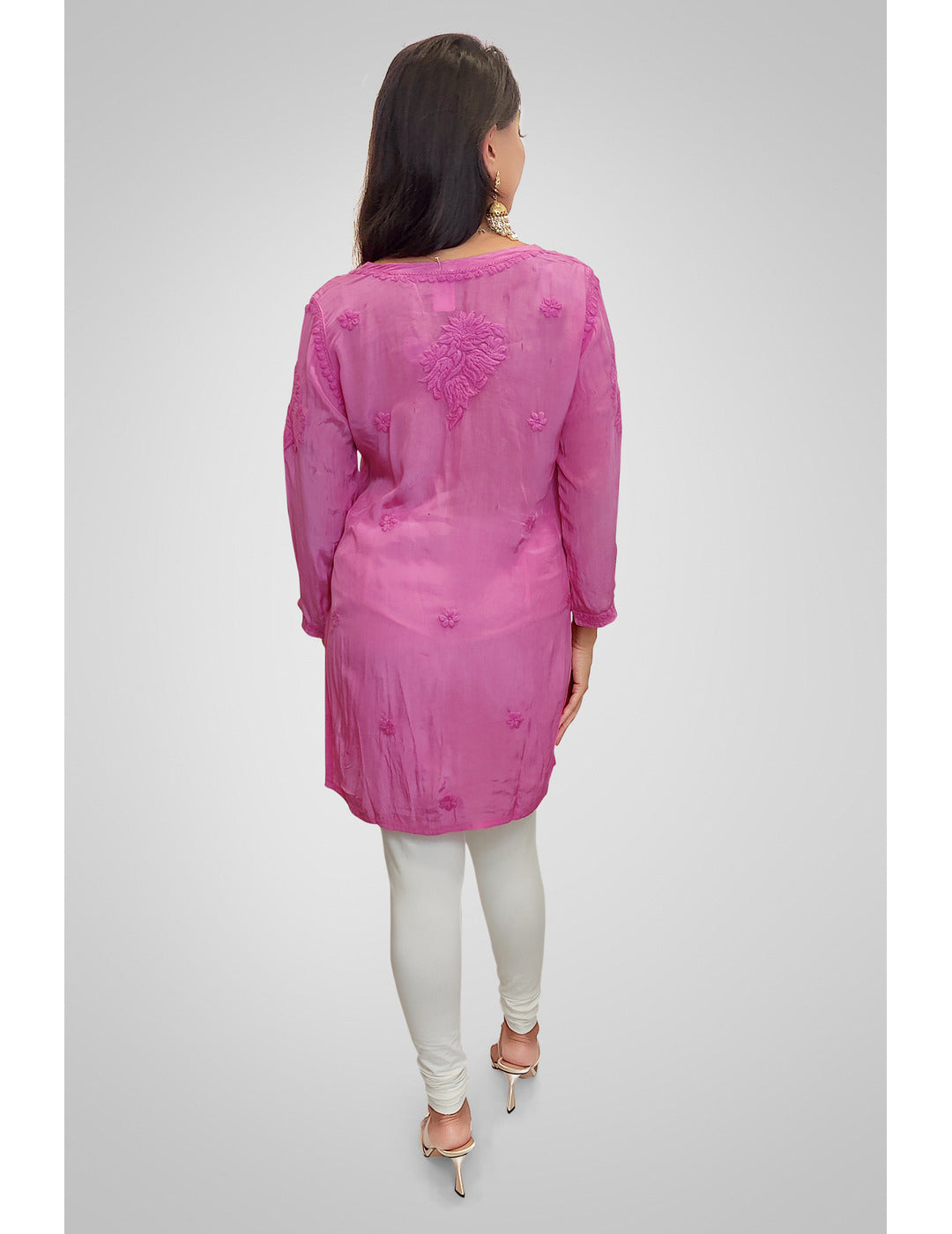 Pink Silk Short Kurti