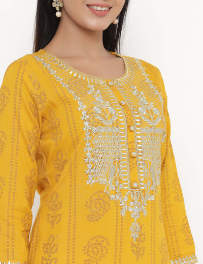 Yellow Straight Kurti