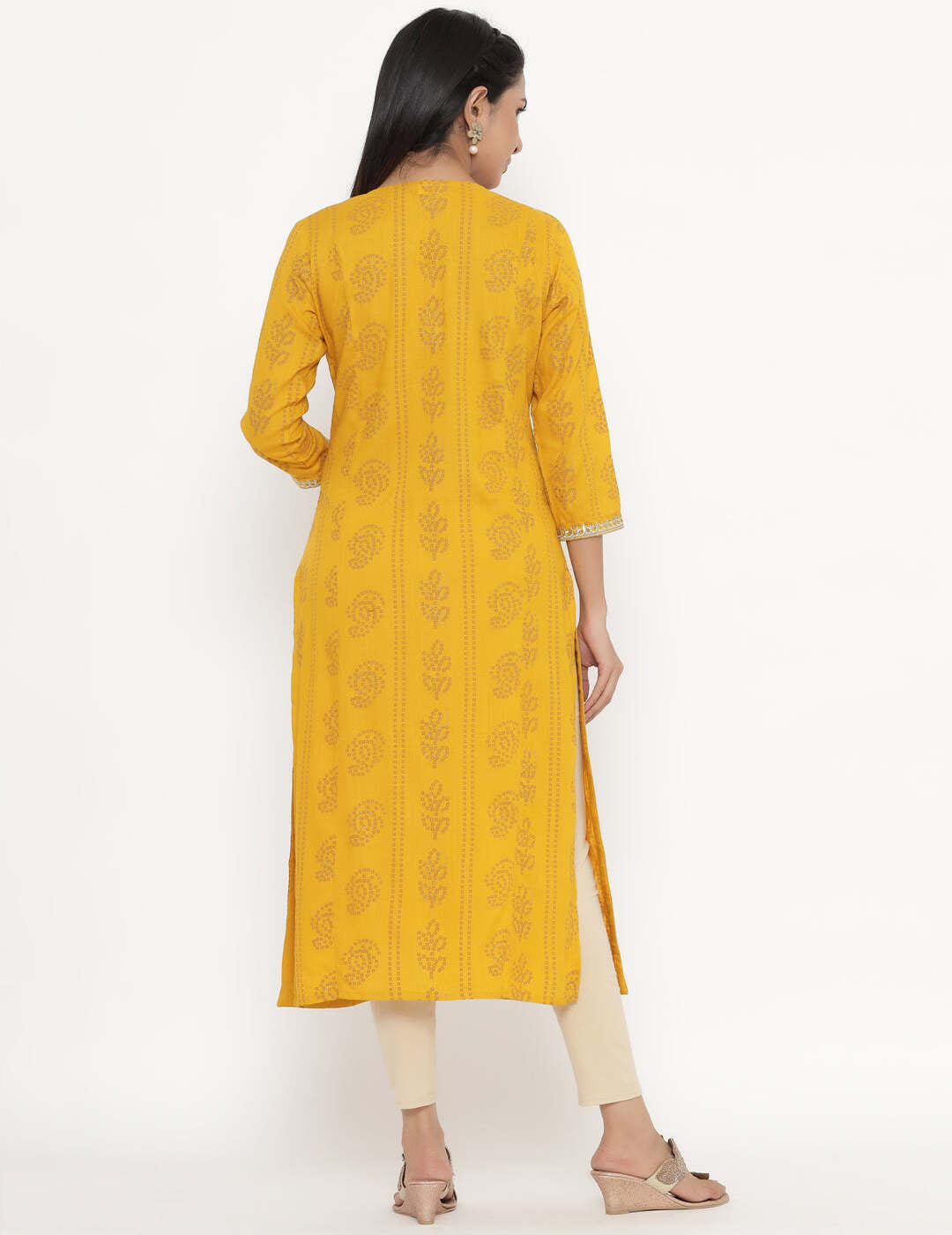 Yellow Straight Kurti