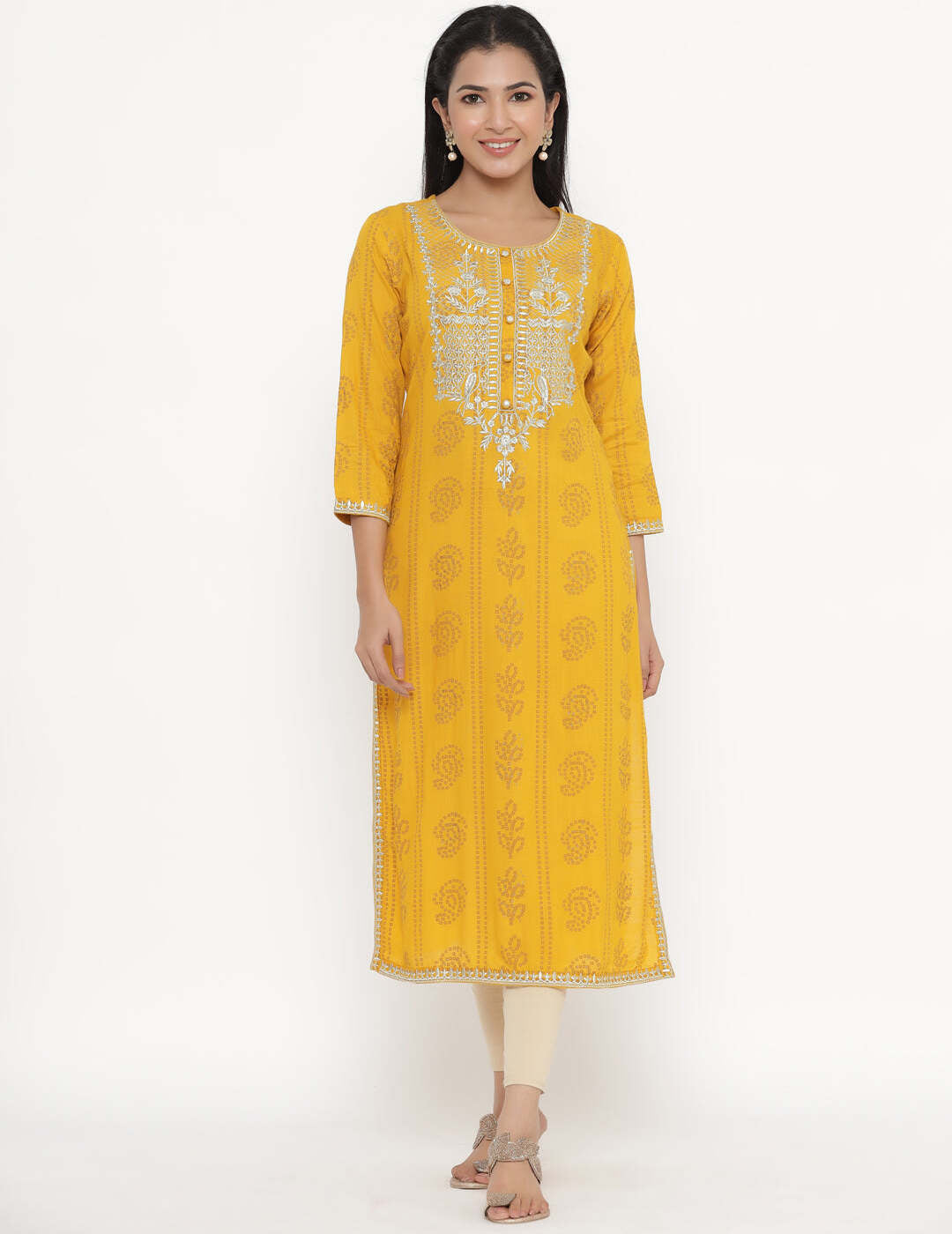 Yellow Straight Kurti