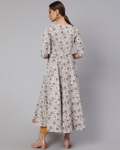 Floral Print Angrakha Kurta