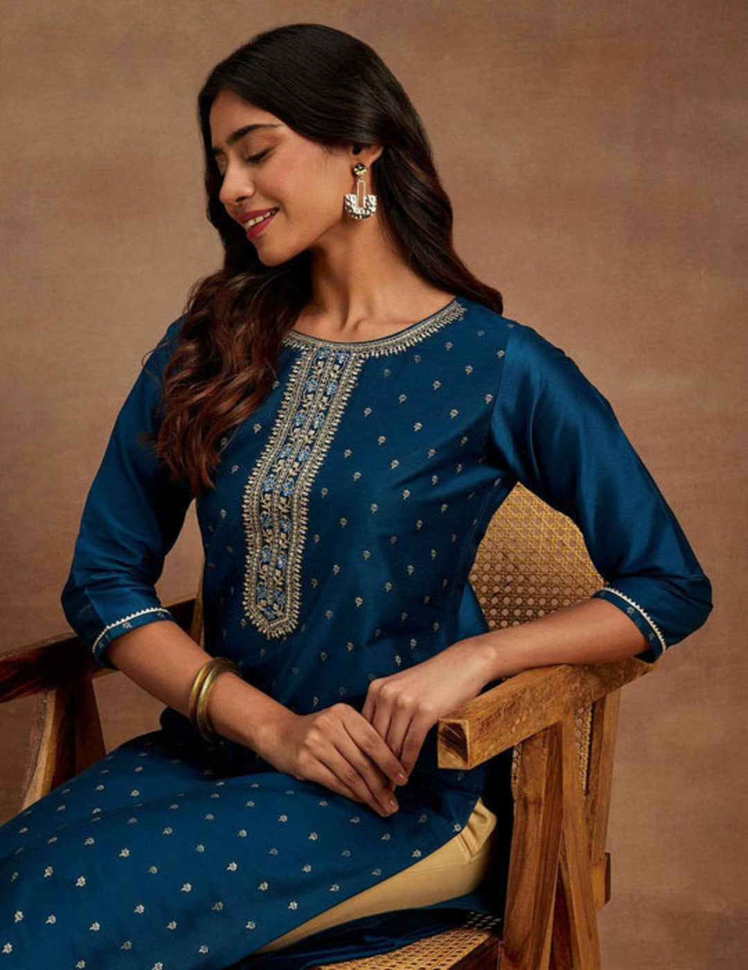 Teal  Blue Chanderi Kurta