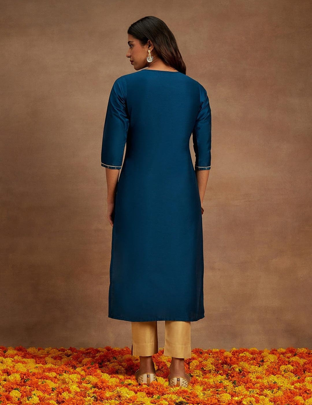 Teal  Blue Chanderi Kurta