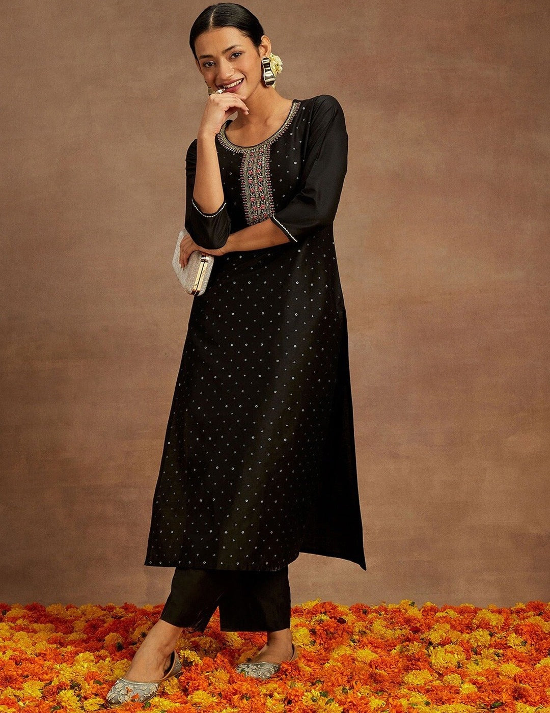 Black Silk  Kurta