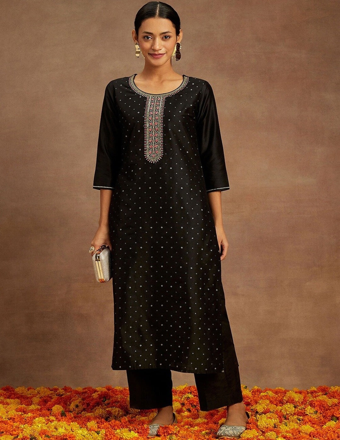 Black Silk  Kurta