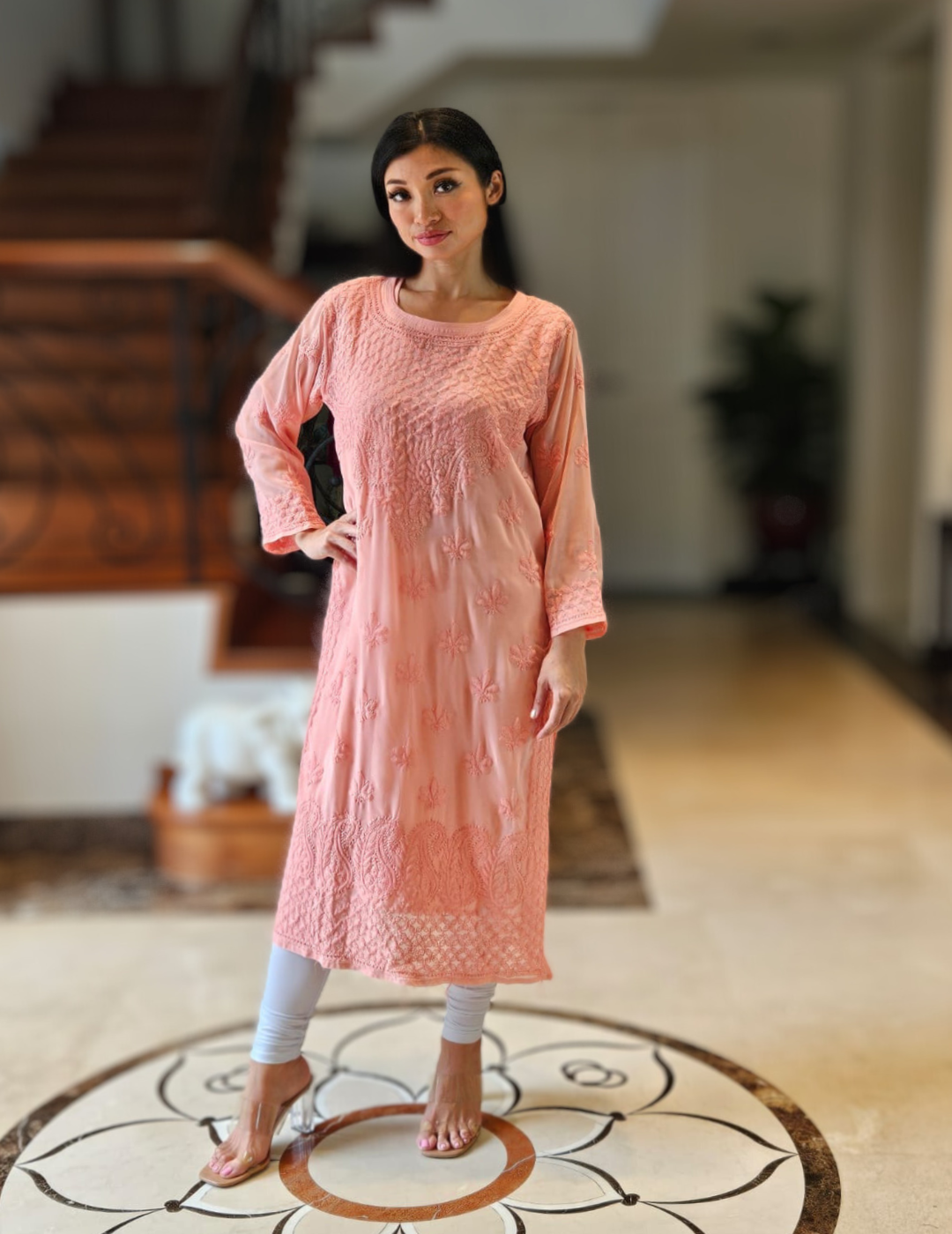 Peach Georgette Kurti