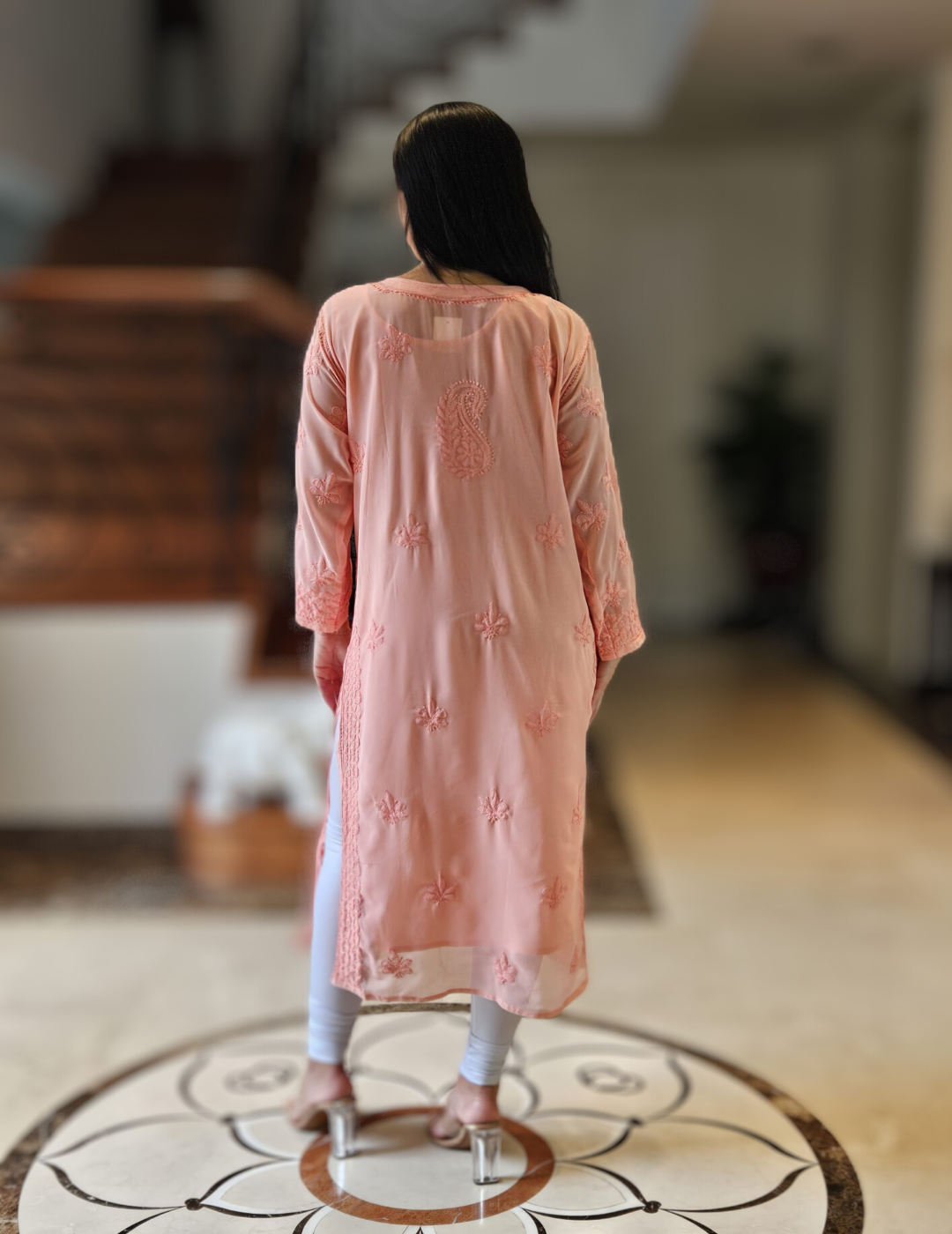 Peach Georgette Kurti