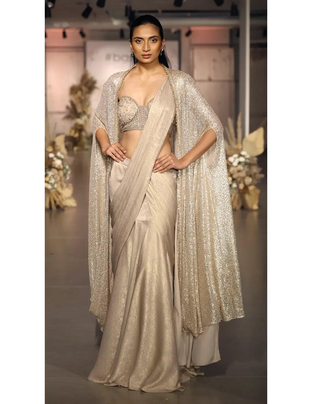 The Caped Shimmers Of Dawn Saree