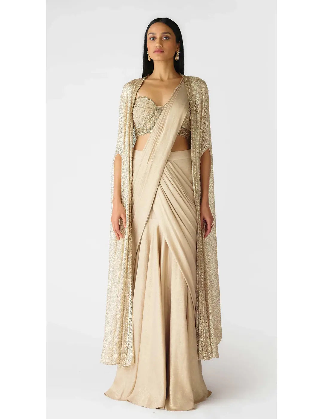 The Caped Shimmers Of Dawn Saree