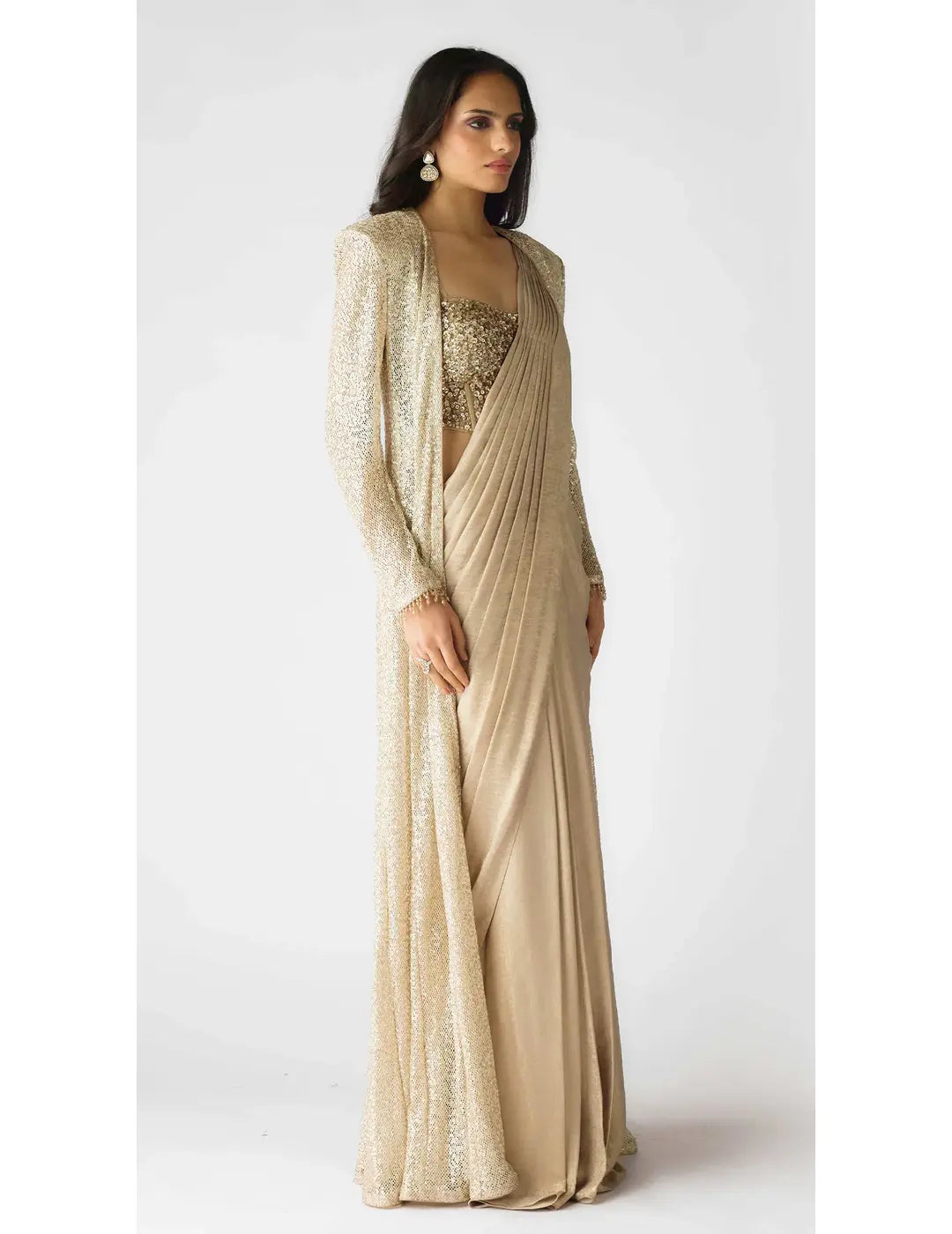 The Lunar Glow Draped Saree & Jacket