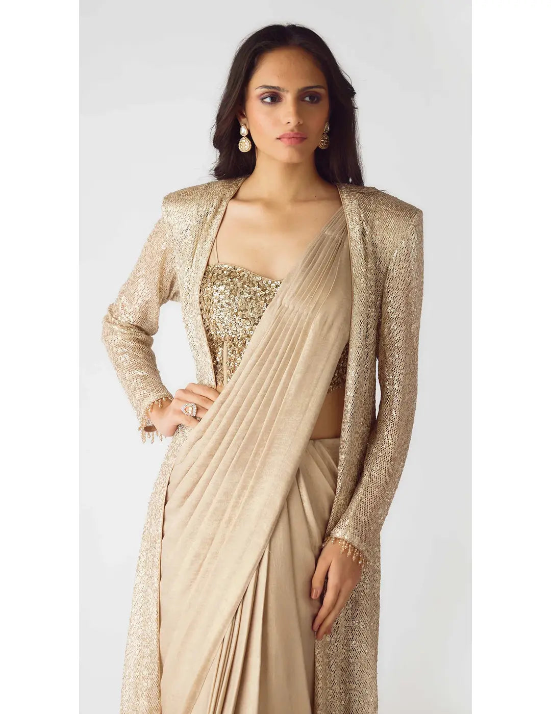 The Lunar Glow Draped Saree & Jacket