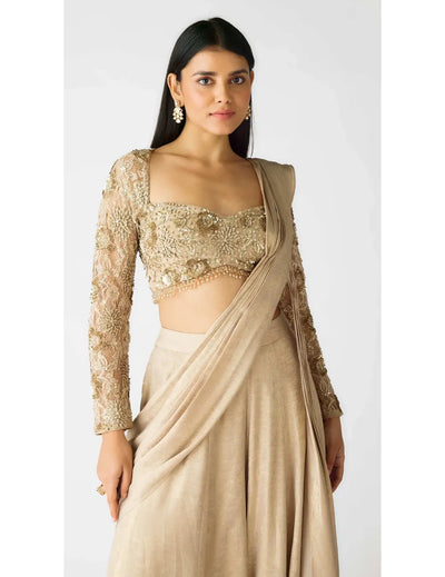 The Champagne Moonlight Draped Sharara