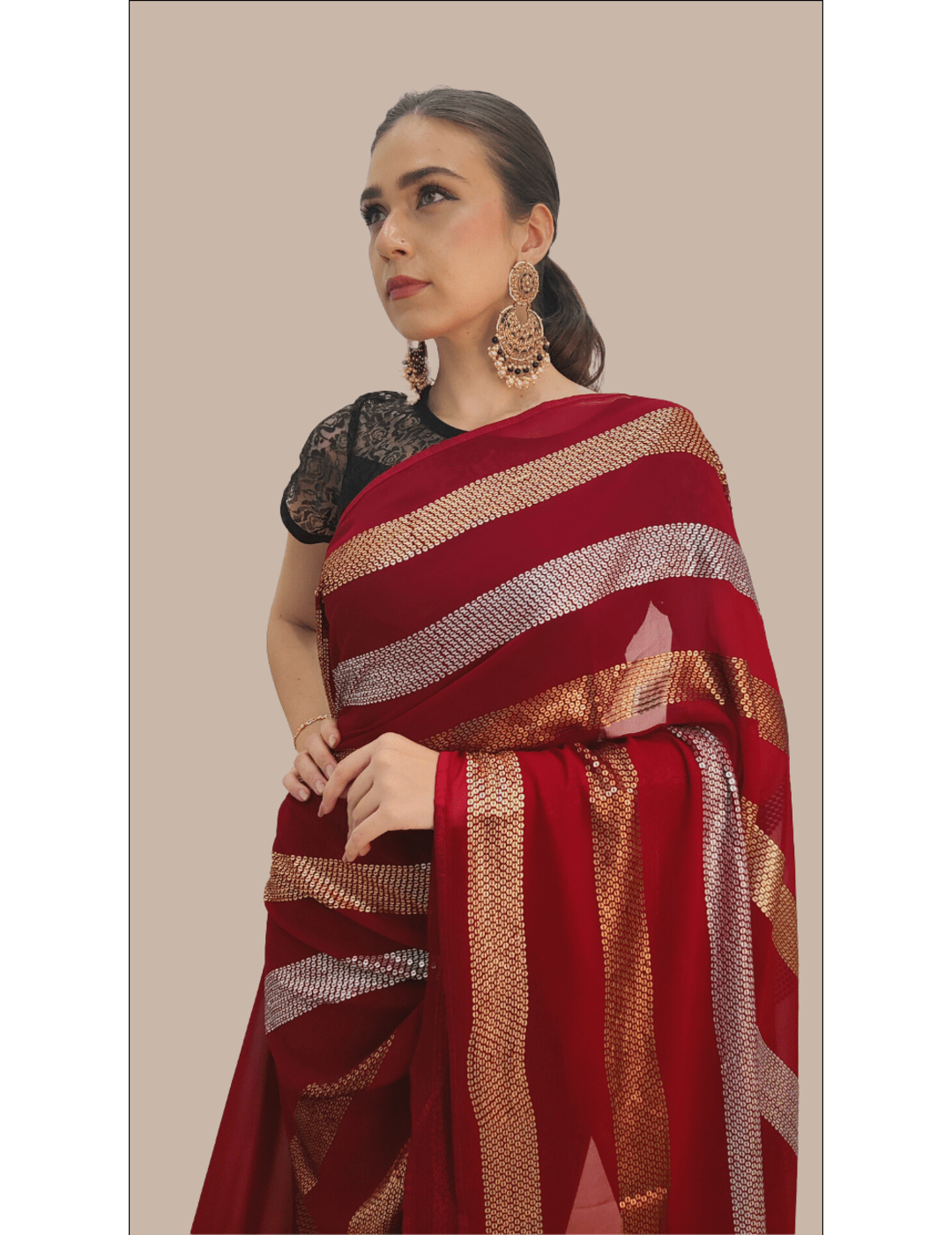 Maroon Georgette Saree