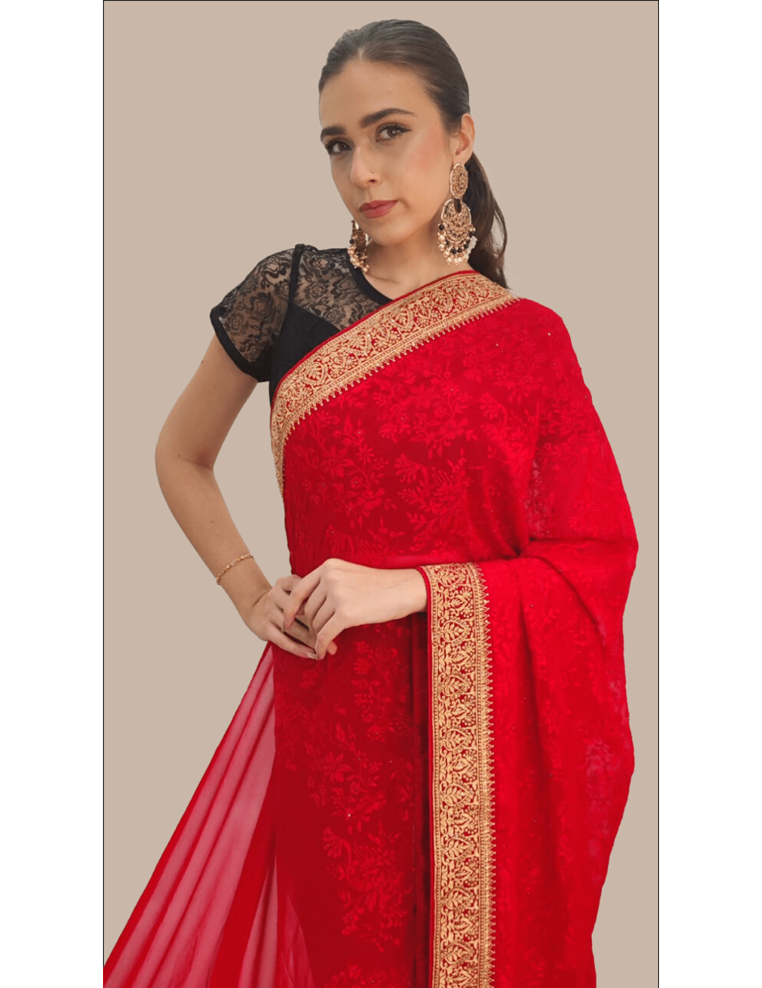 Red Georgette Saree