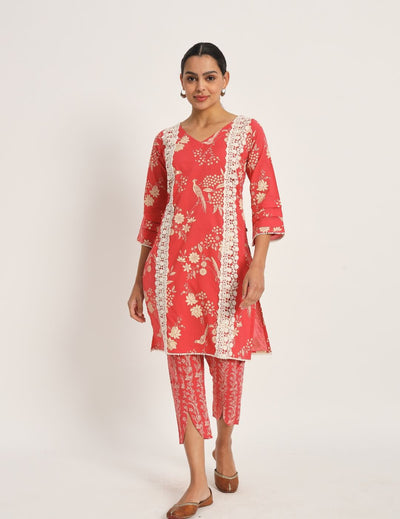 Red cotton Discharge Print Set