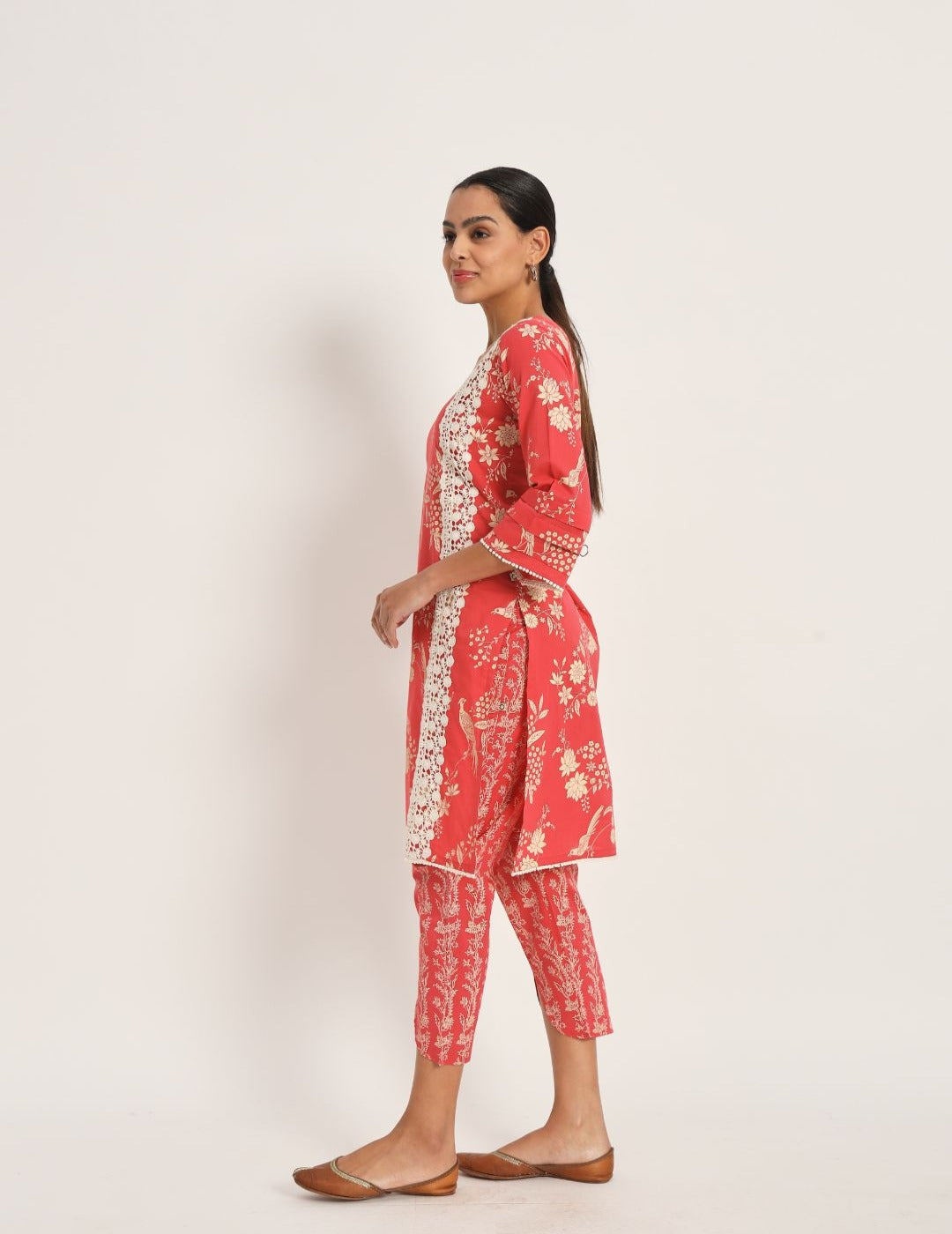 Red cotton Discharge Print Set