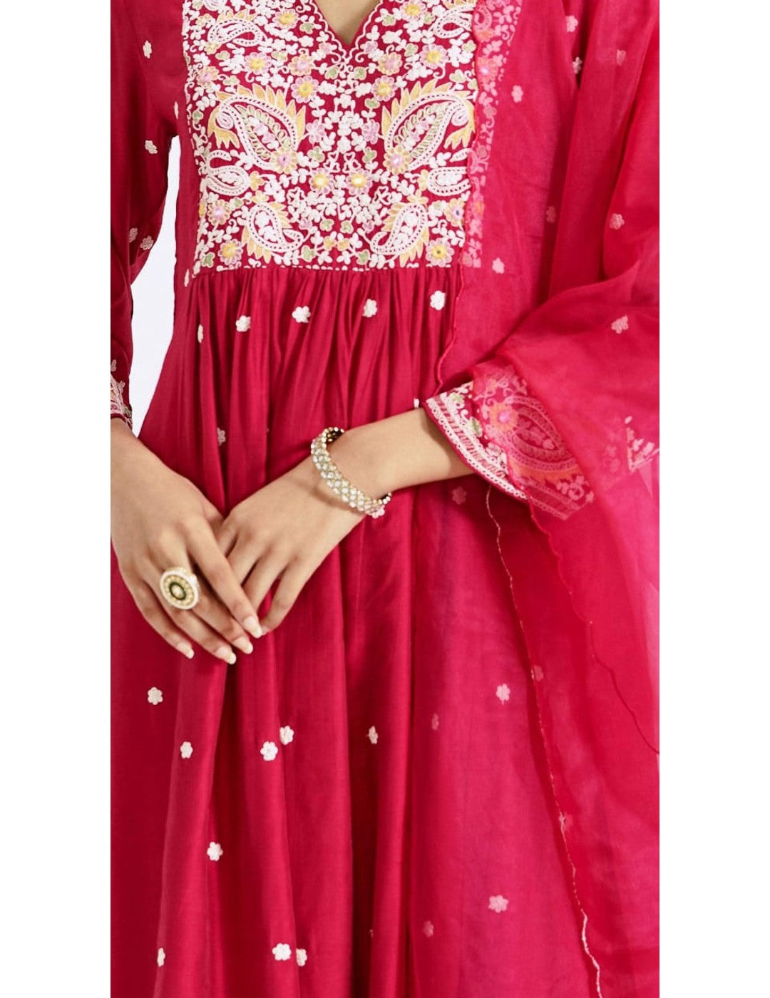 Pink Chanderi Kurta Pant Set