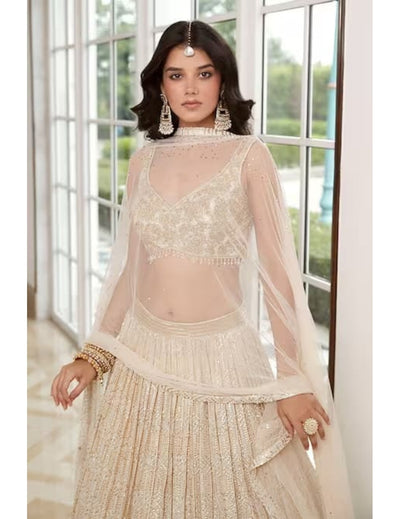 Ivory Sequin Lehenga Set