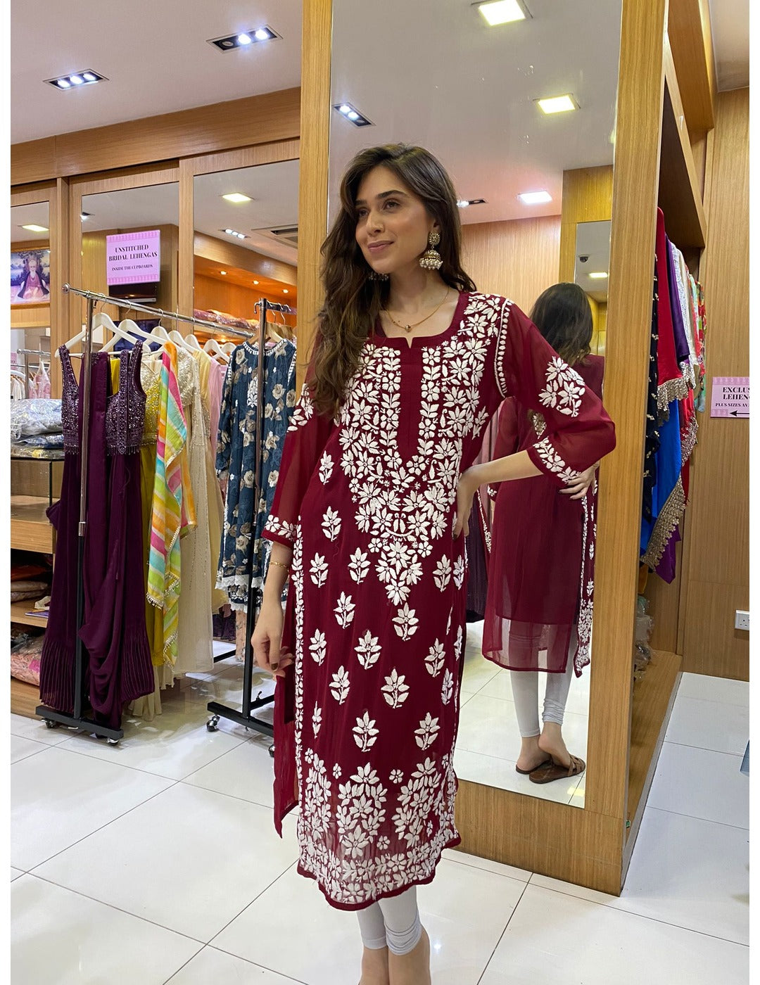 Maroon Chikankari  Kurta