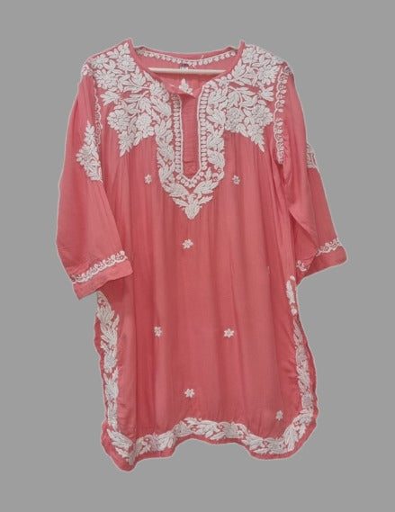 Peachy Pink Modal Chikankari Set