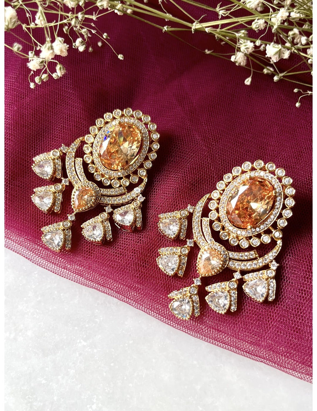 Rose Gold-Plated Oval Drop Earrings