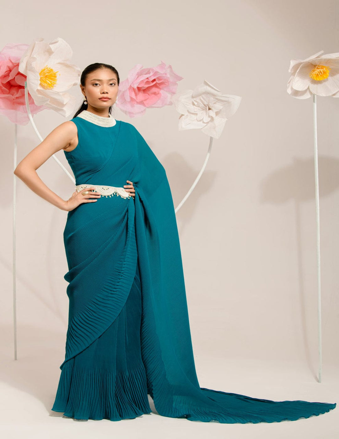 Pre-Draped Peacock Saree