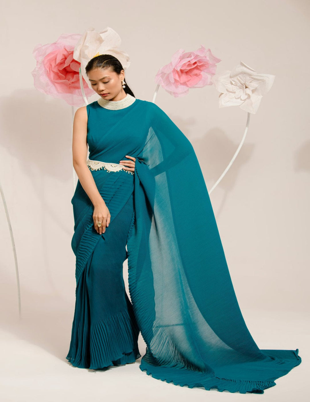 Pre-Draped Peacock Saree
