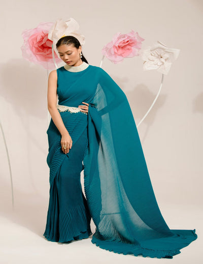 Pre-Draped Peacock Saree