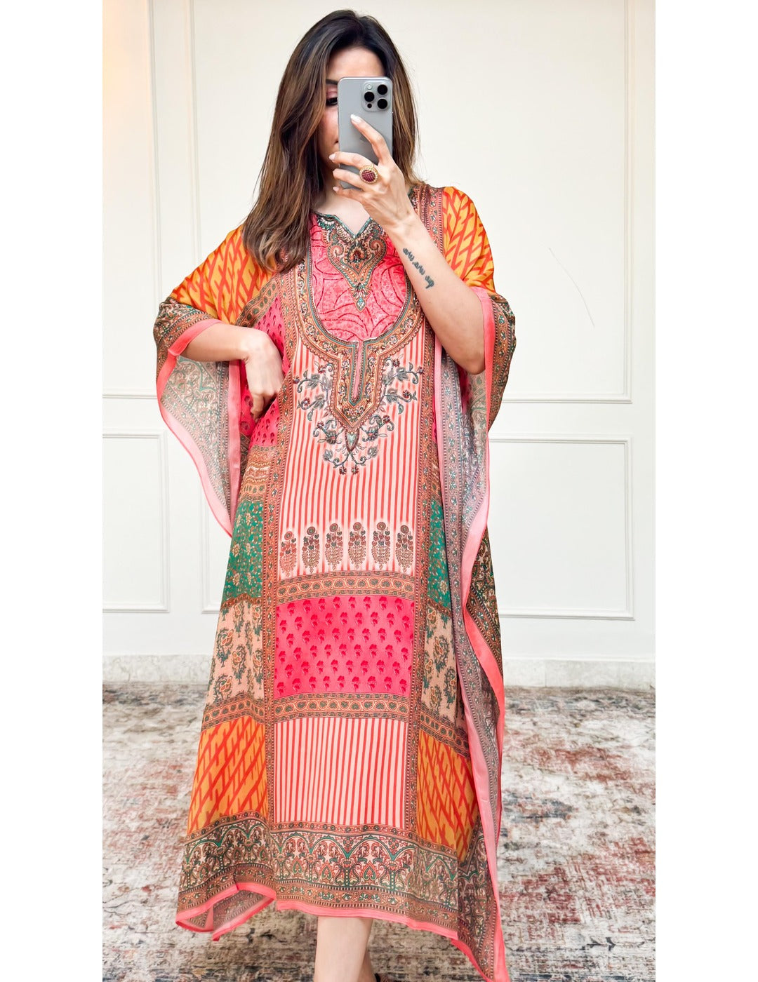 Floral Printed Multicolor Kaftan