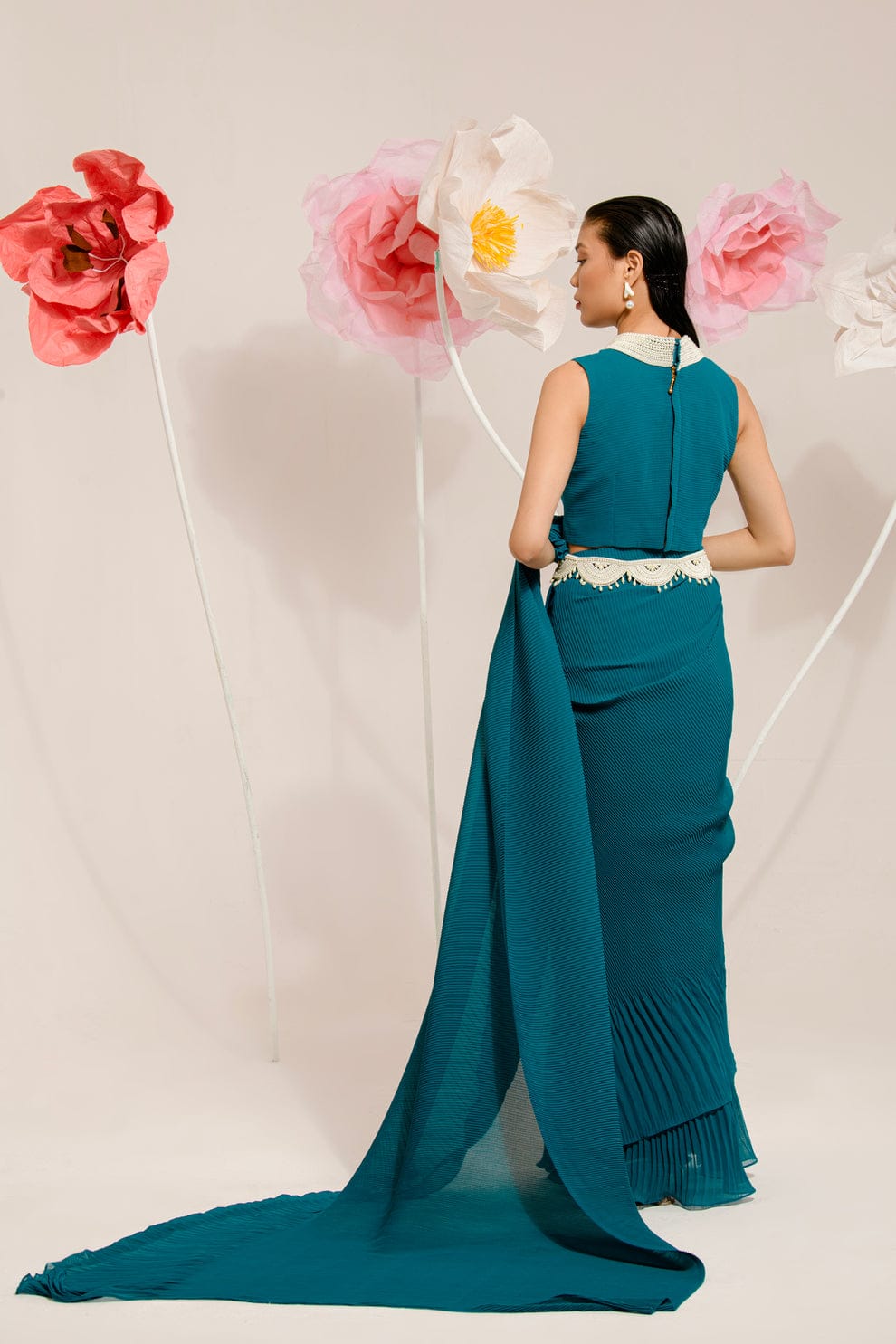 Pre-Draped Peacock Saree
