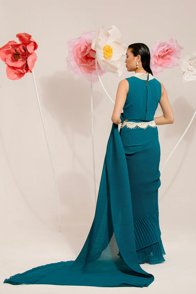 Pre-Draped Peacock Saree