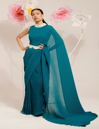 Pre-Draped Peacock Saree