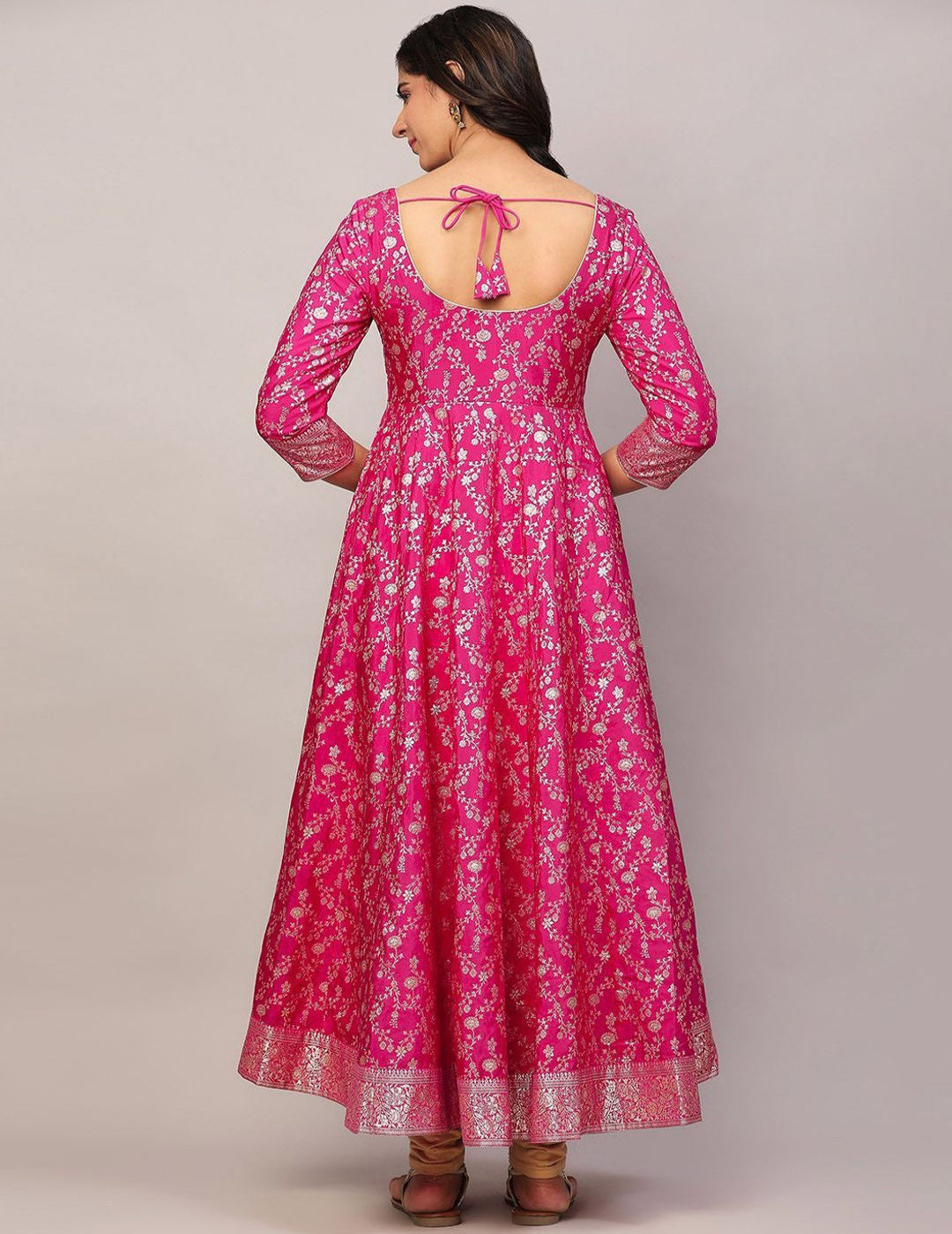 Pink Chanderi Anarkali Kurta