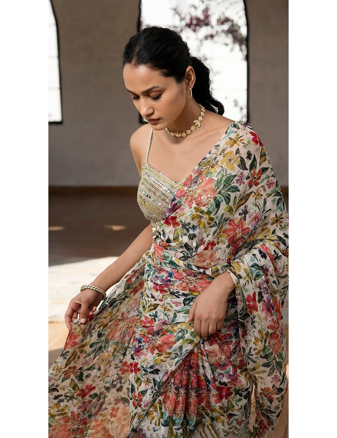 Floral Print Saree