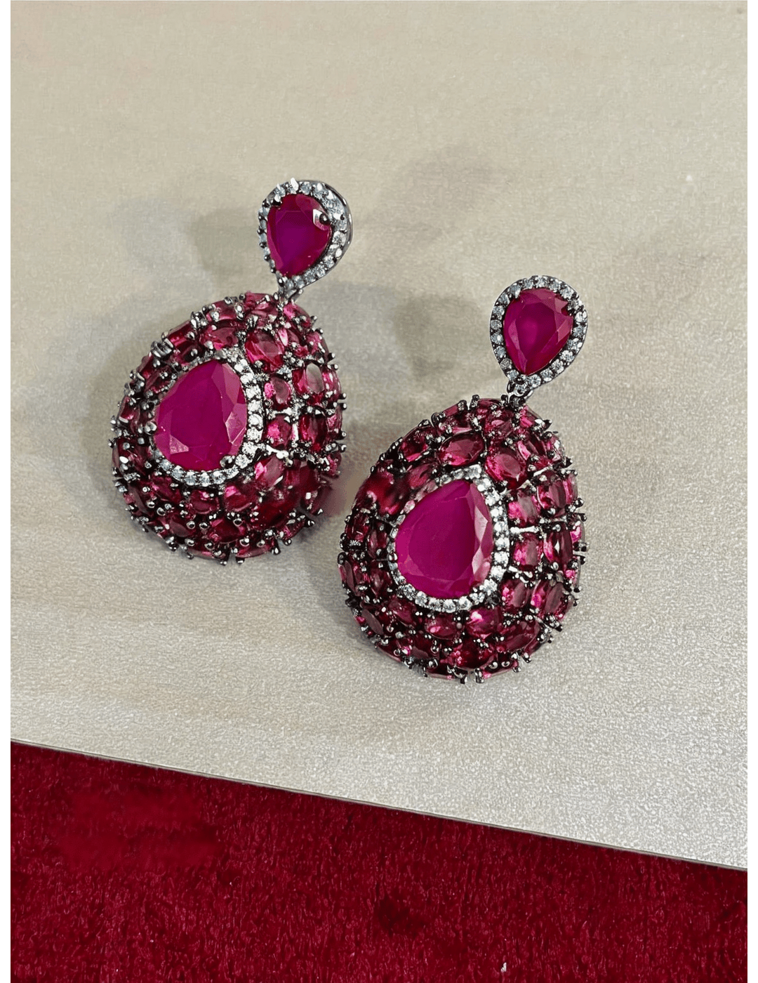 Pink Ruby Studded Earrings