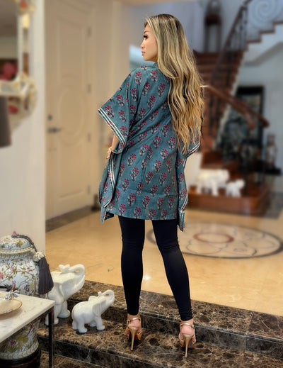 Grey Art Silk Kaftan